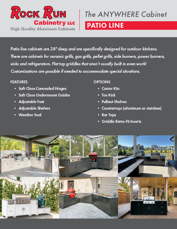 2024 Rock Run Cabinetry Patio Line Aluminum Cabinets Brochure