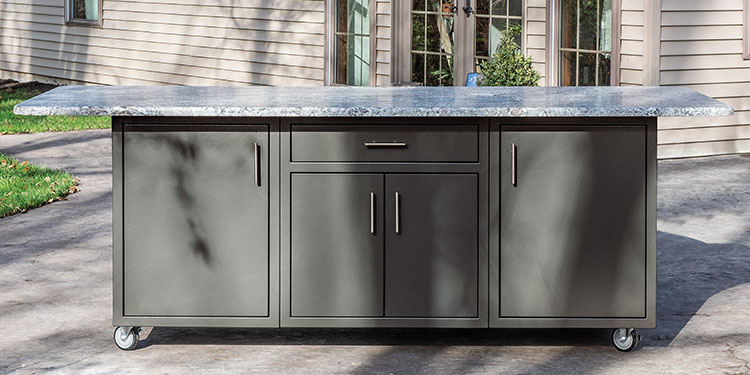 Rock Run Cabinetry Cabinet with Wheels shown in Black Hammertone