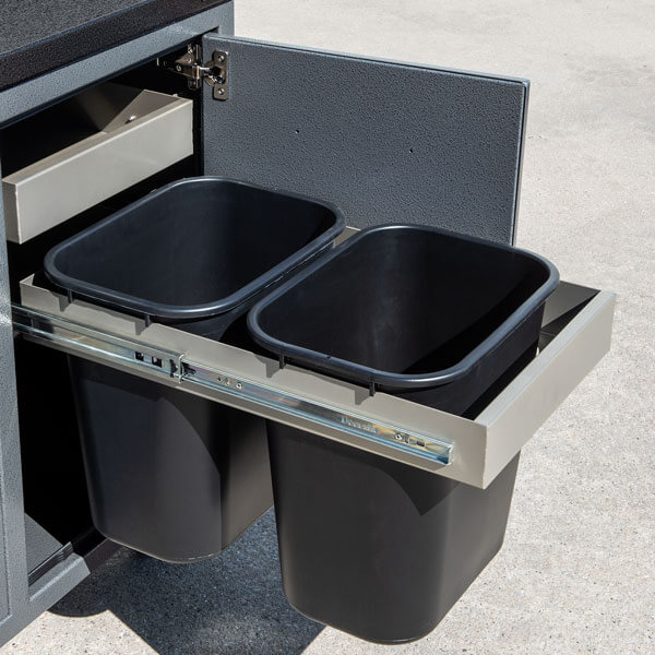 Rock Run Cabinetry Aluminum Grill Cart Waste Basket Pullouts