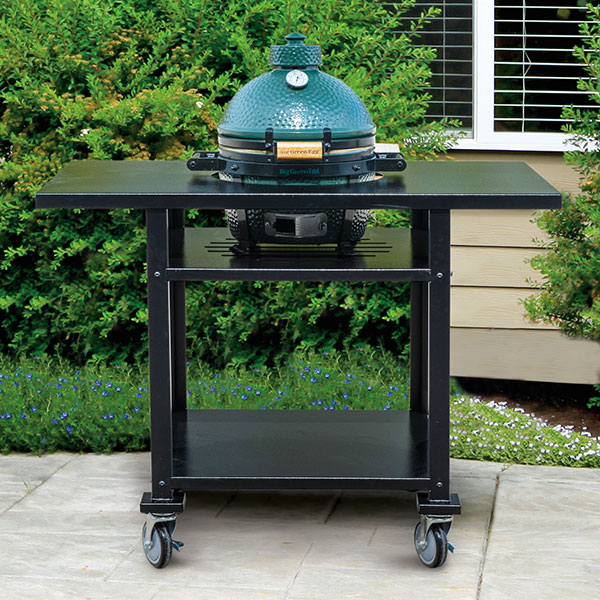 Rock Run Cabinetry Aluminum Grill Cart with Big Green Egg