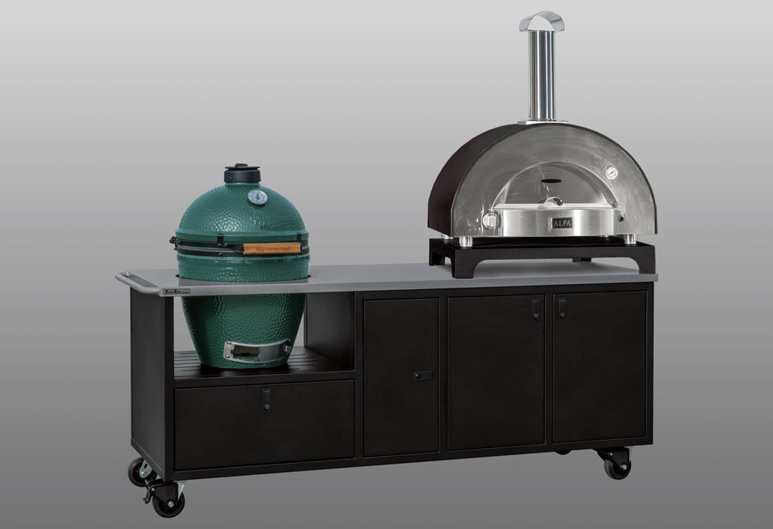 Rock Run Cabinetry Ceramic Pizza Oven Grill Cart