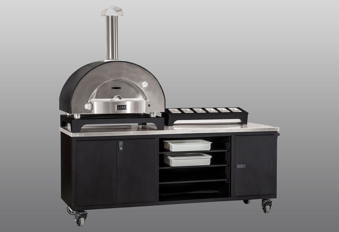Rock Run Cabinetry Pizza Oven Aluminum Cart with Riser