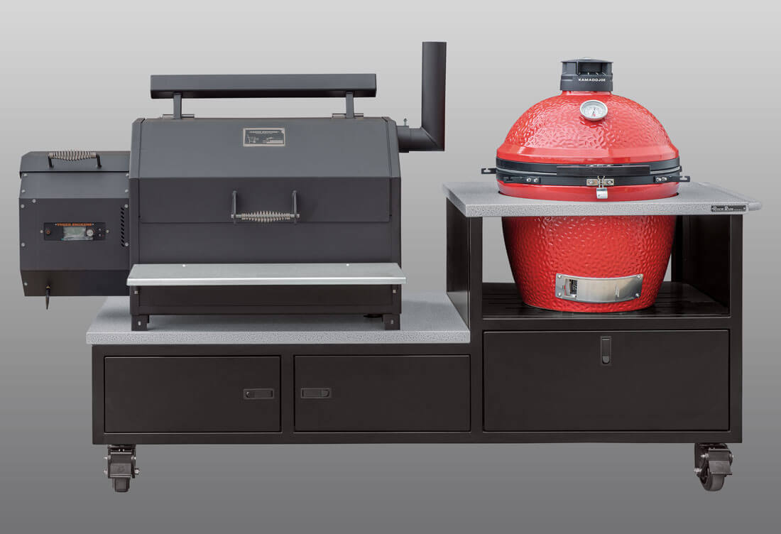 Rock Run Cabinetry Smoker/Ceramic Aluminum Grill Cart