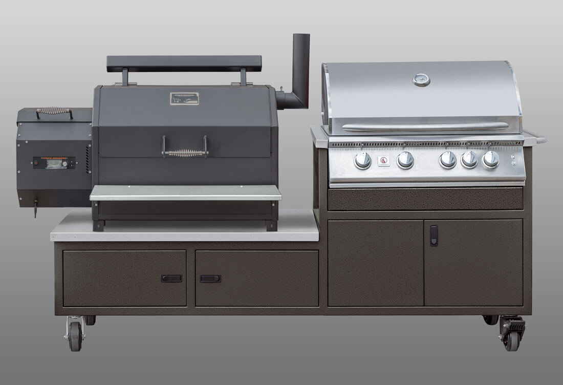 Rock Run Cabinetry Smoker/Gas Aluminum Grill Cart